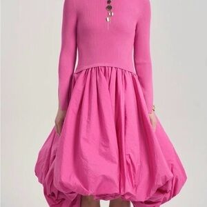 Elegant Designer Hot Pink Celeste Knit Bubble Dress